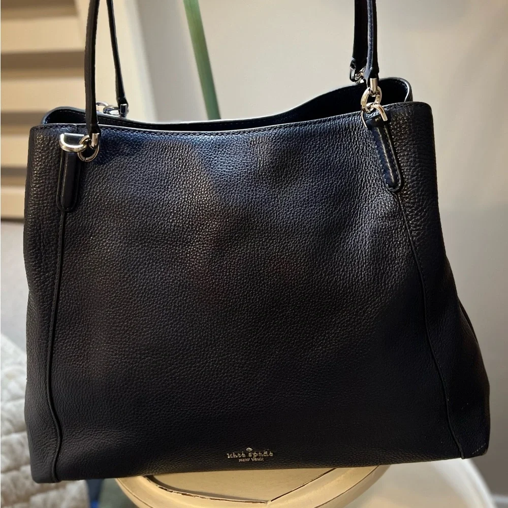 kate spade Black Pebbled Leather Hobo Satchel